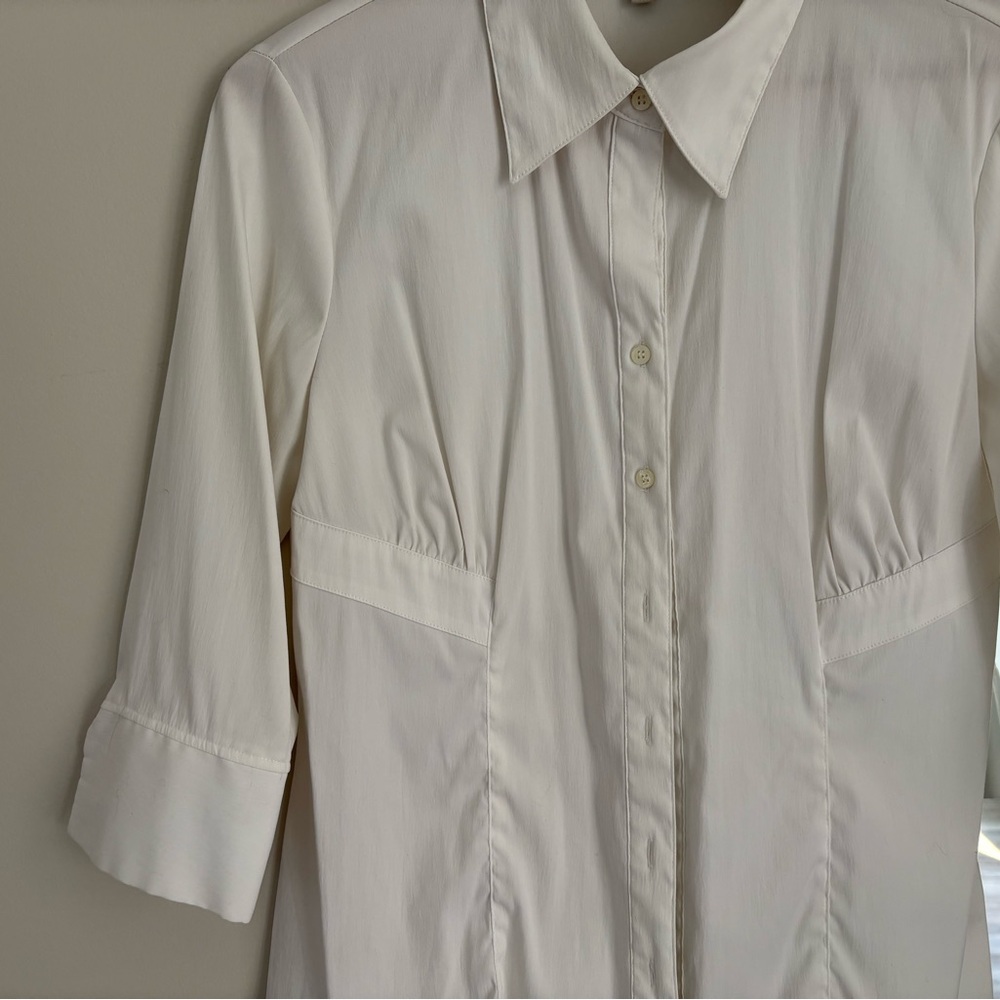 Jessica White Collared Button-Up Blouse / Y2K - Picture 5 of 8